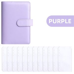 PU Leather Budget Binder With Cash Envelopes Pockets Zip Small French Budget Pouch Binder For Saving Money A6 Planner Organizer