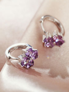 Huan Yin 925 Sterling Silver Earrings for Women with Four-Leaf Clover Pattern Korean Style Elegant and Cute Fashion Jewelry