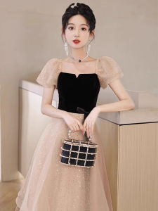 Elegant Black Graduation Dress Womens High-End Sensation Luxury Mini Dress Bridesmaid Dress Adult Ceremony Dress Party Dress