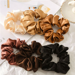【Free Shipping】Elegant Soft Satin Scrunchies Hair Rope Elastic Rubber Ponytail Holder Accessory for Women Girls