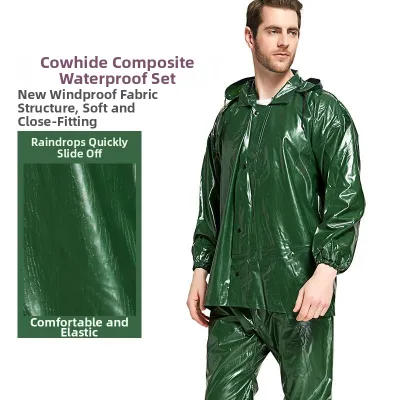 Heavy Duty Raincoat Ensemble For Flood Prevention Tea Picking Farming Construction Workers