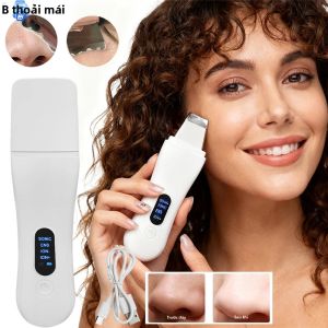 Máy Chà Da Siêu Âm Máy Làm Đẹp Da Mặt Bằng Điện Để Làm Sạch Sâu Loại Bỏ Mụn Đầu Đen Thu Nhỏ Lỗ Chân Lông Máy Lột Da Bằng Kim Loại Trắng