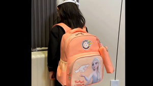 Cartoon Character Waterproof Nylon School Backpack for Kids - Adjustable Strap Lightweight 14x30x38cm