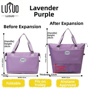 LUSUO | Trolley Sleeve Lightweight Large Capacity Women Travel Tote Bag