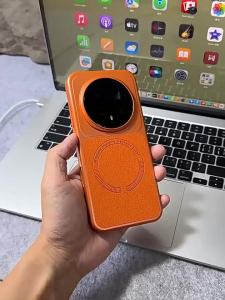 MAKE | Full Cover Ultra-Thin Hard Case Orange Leather Texture Matte Simple Design Phone Case