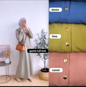 Ready Gamis knit Busui friendly besar kecil bisa pakai
