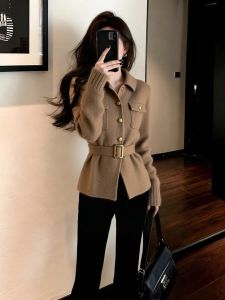 QFN | Vintage Elegant Winter Jacket Slim Fit Tied Waist
