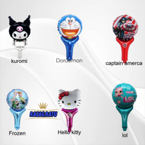 Balon Foil Tongkat Karakter Kuromi Spiderman Doraemon Frozen Lol Frozen