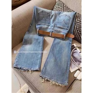 Stylish Versatile Flared Hem Denim Vintage Jeans