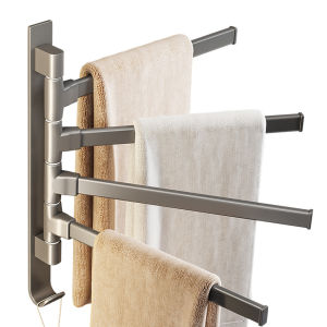 ราวแขวนผ้าติดผนัง หมุนได้ 180 องศา ราวแขวนผ้าขนหนู Towel rack ที่แขวนผ้า ราวแขวนอลูมิเนียม ที่แขวนผ้าในห้องน้ำ ไม่ต้องเจาะ ติดตั้งง่าย