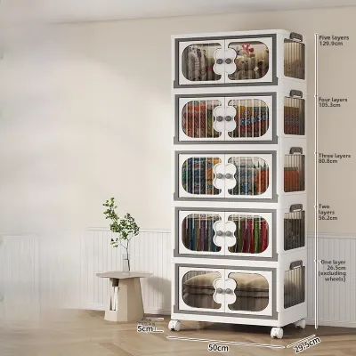No-Install Plastic Storage Cabinet for Home Use Multi-Layer Bedroom Living Room Toy Snack Clothes Organizer
