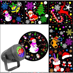 YOUYUEPIN 5V USB Rotating LED Projector Lamp 16 Christmas Patterns Snowflake Light Waterproof Garden Landscape Lighting For Home Party