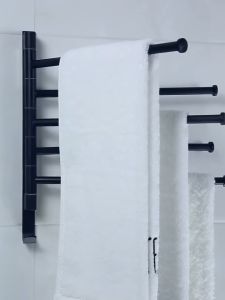 AIYU Premium Aluminum Alloy Swivel Towel Rack Multi-Layer Wall-Mounted Bathroom Towel Holder Space-Saving Design No-Drill Installation