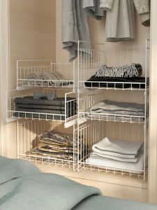 Pull out Drawer Style Clothes Cabinet Organizer Shelf Layered Partition Divider Steel Material Simple Design for Home Use