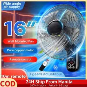 Wall Mounted Electric Fan Remote Standard 16 Inch Industrial Wall Fan Temperature Display Electric Fan Remote Clip Fan Three-Speed Air Volume Adjustment 5-Blade Design Fan