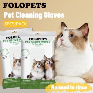 FOLOPETS Tisu Basah Kucing Anjing/Pembersihan Tubuh Pet Wet Gloves/8pcs 1Pack Pet Disposable Wipes Gloves