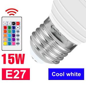 15W RGBW LED Light Bulb E27/E26 Colorful Spotlight GU10 Ceiling Lamp E14 IR Remote Control Dimmable MR16 For Home Party Decorate