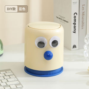 Creative DIY Desktop Trash Can Fun Garbage Bag Home Office Desk Storage Bucket Dormitory Paper Basket round Cylinder Shape 1.5L Capacity