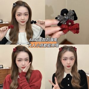 Kẹp Tóc Nhung Đỏ Đầu Năm Mới Kẹp Tóc Hai Mặt Thắt Nút Bướm Dễ Thương Phụ Kiện Tóc Mùa Thu Đông Kẹp Tóc Nhung Nhỏ