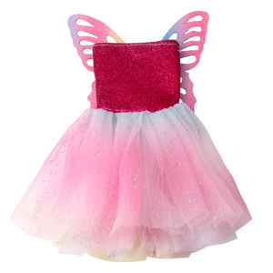 Cute Red Boy Doll 4 Colorful Gradient Butterfly Dresses Christmas Gift Toy Accessories 37cm Doll Clothes Dress Accessories
