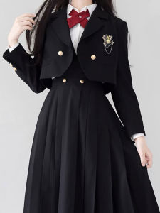 JK Dress JK Suit Authentic Uniform Preppy Style Long Skirt Suit Outwear Fall and Winter Strap Dress Business Attire Plus Size