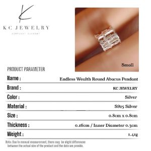 KC Jewelry S925 Silver - Endless Wealth Round Abacus Pendant