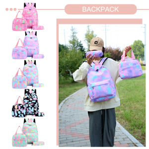 MOJOYCE 3 Cái/bộ Cặp Sách Đi Làm Ba Lô Đi Học Nữ Thời Trang Sức Chứa Lớn Bằng Nylon Ba Lô Đi Làm Có Dây Đeo Điều Chỉnh Được Màu Gradient Dễ Thương Làm Quà Tặng Đi Làm Đi Học Du Lịch