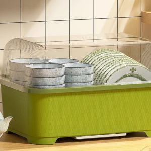 Kitchen Storage Rack Dish Drainer Dishware Box Cover Bowl Plate Stand Utensil Holder Fly Green Valley Other Material