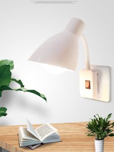Led Bedroom Bedside Warm Light Socket Remote Control with Switch Feeding E27 Lampshade Eye Protection Students Reading Small Night Table Lamp
