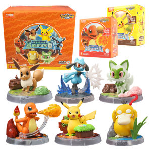 BLOKEES Original POKEMON Building Blocks Pikachu Charmander Psyduck Sprigatito Eevee Lucario Pokémon Action Figure ของเล่นของขวัญ