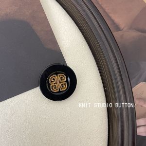New Chinese Style Dual Tone Resin Metal Button for Cheongsam Coat round Button Suit Jacket Sweater Decorative Button