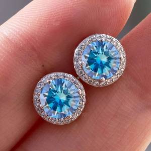 925 Sterling Silver D Color Moissanite Round Earrings Engagement Wedding Daily Work Party Travel Luxury Gift For Women Jewelry