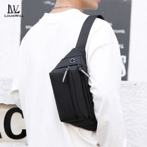 LouisWill กระเป๋ากระเป๋าสะพายไหล่ความจุมากกระเป๋าคาดเอวกระเป๋าคาดหน้าอกของผู้ชายกระเป๋าสะพายข้างสะพายไหล่เข็มขัดสะโพกกันการฉีกขาดกระเป๋าข้างกระเป๋าคาดหน้าอกสำหรับผู้ชายมาพร้อมกับช่องเสียบหูฟัง