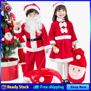 Christmas Costumes for Kids Santa Claus Cosplay Boys Girls Red Gift Thicken Lamb Wool