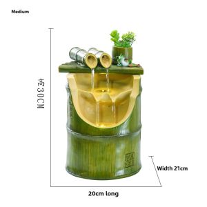 Modern Minimalist Bamboo Office Bring In Wealth and Treasure Fengshui Wheel Living Room Creative Artificial Mountain and Fountain Humidifier Decoration