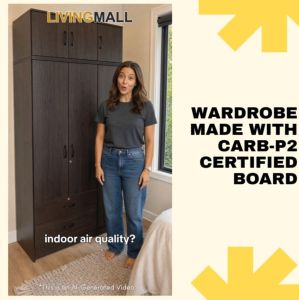 Livingmall Munich CARB-P2 Certified Board 2-3 Doors Soft Closing Wardrobe with Drawers & Top Cabinet