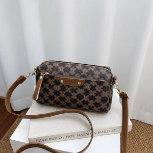 Women Vintage M Letter Print Crossbody Bag Small Rectangle Shoulder Purse PU Trim Casual Daily Handbag