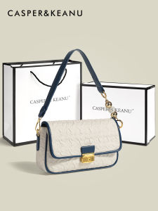 CasperKeanu Folded Chain Ladies Handbag Fashionable Summer New Style Underarm Bag Soft PU Leather Lock Buckle Closure Leisure