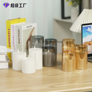 Pack of 3 Amber Glass LED Flameless Pillar Candles Flickering w/Remote&Timer Battery Operated Wedding Home Festival Decoration