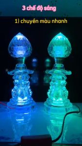 TẶNG ĐÈN NGỦ 49K- Bộ 2 đèn thờ pha lê thiên nga đào đổi màu -cao 27CM có công tắc tùy chỉnh nhiều chế độ sáng 1 đổi 1 nếu bể vỡ hư hỏng