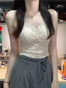 Áo Vest Ren Pure Desire Dành Cho Nữ Áo Vest Lót Ngực Áo Vest Trắng Mùa Hè Áo Vest Ngắn Che Mông Phụ Kiện Thời Trang Mùa Hè