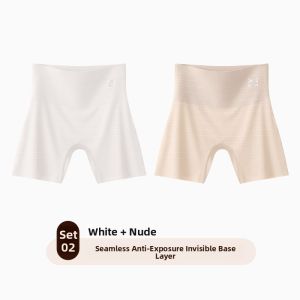 Miiow | Ice Silk Safety Pants Womens Seamless Tummy Control Underwear Two-In-One Base Layer Shorts High Waist Short Length Casual Wear