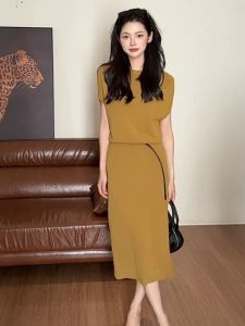YUEZHONGWEI | Batwing Sleeve French Style Slim Fit Long Dress