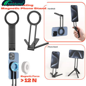 Kebidumei Magsafe สองด้าน Ma-Gnetic ขาตั้งกล้องโทรศัพท์ยืนโต๊ะพับเก็บได้ที่จับสำหรับ iPhone มือจับโทรศัพท์สมาร์ทโฟนเซลฟี่ท่องเที่ยวกลางแจ้ง Vlog ถ่ายทอดสด