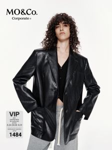 MO&Co. | Notch Collar Padded Loose H-shaped Blazer