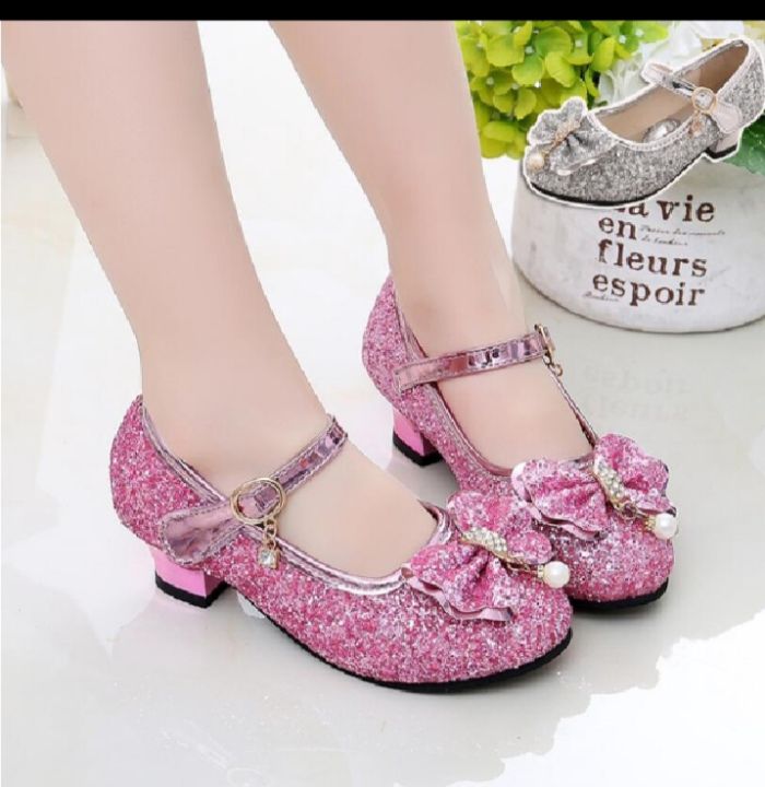 Pink Biru Silver Gold SEPATU PESTA HEELS PRINCESS GLITTER ANAK PEREMPUAN  SEPATU HIGH HEELS ANAK Lazada Indonesia