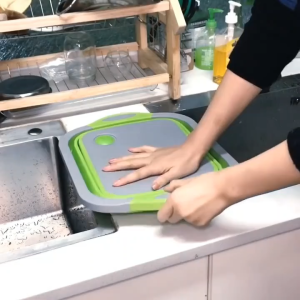 Compact Multi-Function Foldable Cutting Board and Washing Basin