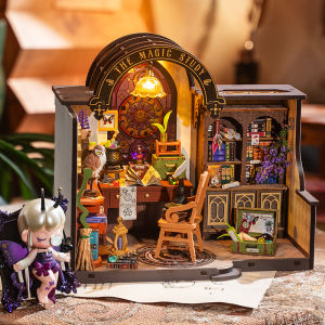 Rolife DIY Mini Wooden Dollhouse: The Magic Study LED House Miniatures Building Kit Gift for Teens & Kids