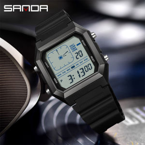 SANDA 6307 Fashion Electronic Watches for Man Simple Square Dial Sports Luminous LCA Pointer Men Digital Wristwatch reloj hombre