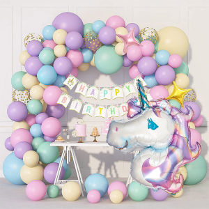 [Ready Stock] Animal zoo unicorn Macaron Pink Theme Birthday Party Decoration Balloon Set  动物园独角兽马卡龙粉红主题气球套装